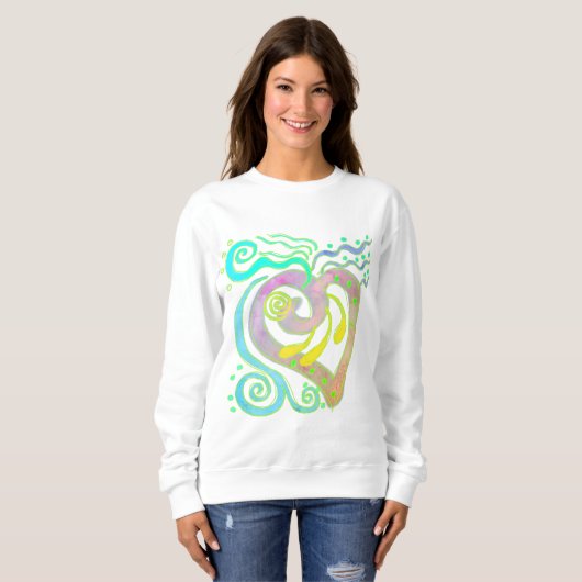 Crazy Heart Abstrakte Kunst zu tragen Sweatshirt (Vorne ganz)