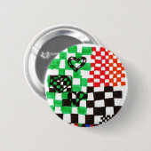 Crazy Heart Quilt Pin Button (Vorne & Hinten)