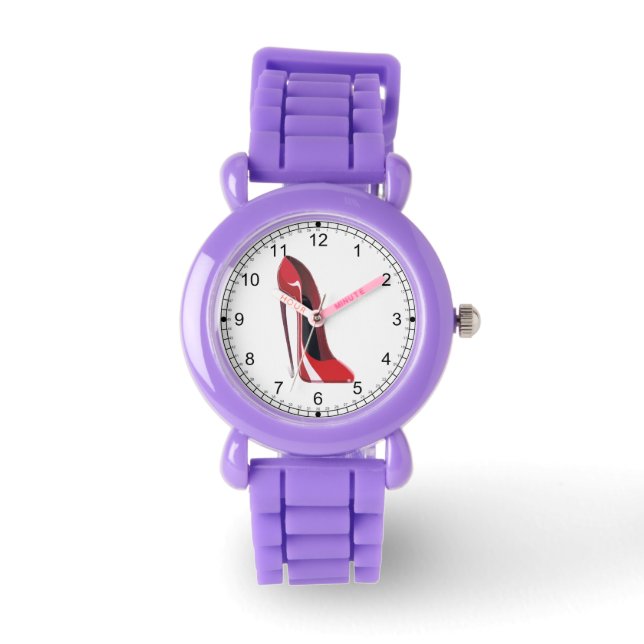 Crazy Heel Red Stiletto Shoe Art Watch Armbanduhr (Vorderseite)
