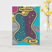 Crazy hell Amöbe, Doodle-Stil, personalisiert, Karte (Gelbe Blume)