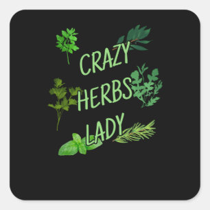 Crazy Herbs Lady Quadratischer Aufkleber