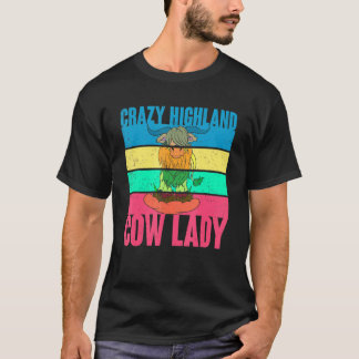 Crazy Highland Cow Lady Bauer Women Highland Cow T-Shirt