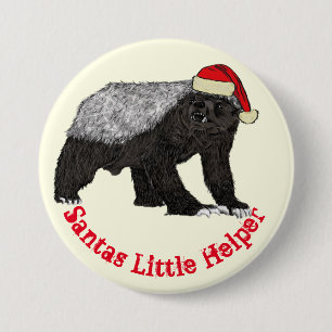 Crazy Honey Badger Santa Funny Quote Button