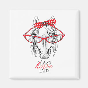 Crazy Horse Lady Horse Lover Frauen Bandana Horseb Magnet