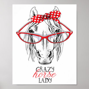 Crazy Horse Lady Horse Lover Frauen Bandana Horseb Poster