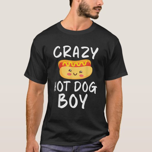 Crazy Hot Dog Boy Hot Dog Lover T-Shirt (Vorderseite)