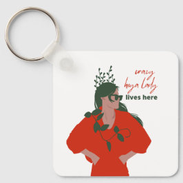 Crazy Hoya Lady lebt hier Funny Pflanze Hobby Schlüsselanhänger