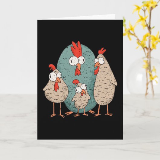 Crazy Huhn Karte (Gelbe Blume)