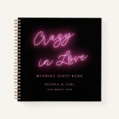 Crazy in Liebe Neon Glow Wedding Gästebuch Notizblock (Vorderseite)