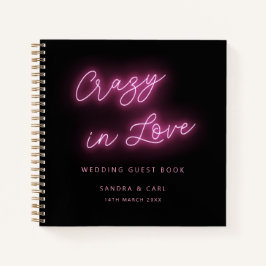 Crazy in Liebe Neon Glow Wedding Gästebuch Notizblock