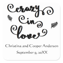 Crazy in Liebe Schwarz & Weiß - Aufkleber mit Plat