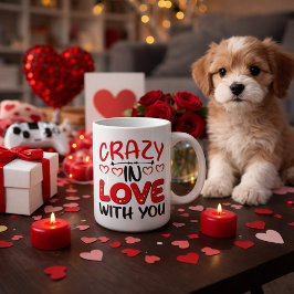 Crazy in Love Valentine Typography Kaffeetasse