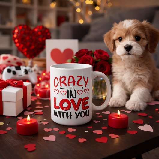 Crazy in Love Valentine Typography Kaffeetasse