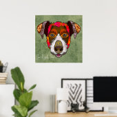 Crazy Jack Russell Terrier Hund handbemalt Poster (Heimbüro)