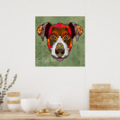 Crazy Jack Russell Terrier Hund handbemalt Poster (Küche)