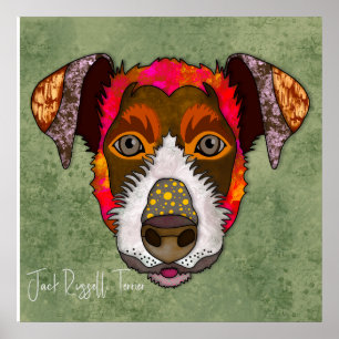 Crazy Jack Russell Terrier Hund handbemalt Poster