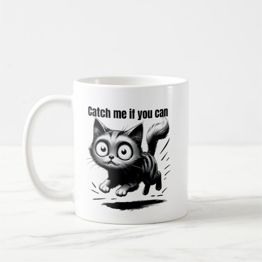 Crazy Jumping Cat Funny Cartoon Design Kaffeetasse (Links)