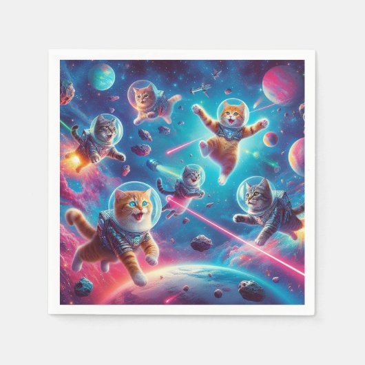Crazy Katzen im Weltraum! Serviette (Vorderseite)