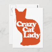 Crazy Katzenfrau Postkarte (Vorne/Hinten)