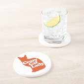 Crazy Katzenfrau Sandstein Untersetzer (Seite)