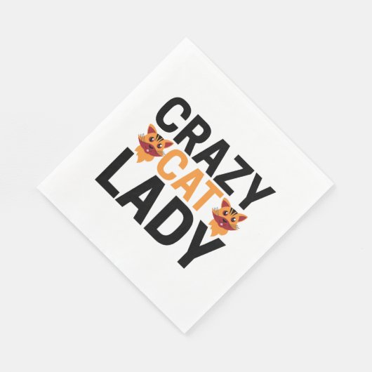 Crazy Katzenfrau Serviette (Ecke)