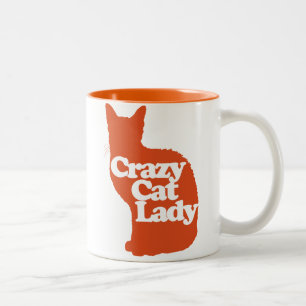 Crazy Katzenfrau Zweifarbige Tasse