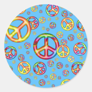 Crazy Kids Colors-Peace Out-Blue Round Stickers