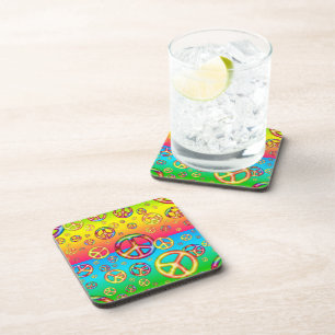 Crazy Kids Colors-PEACE OUT-Drink Coasters Getränkeuntersetzer