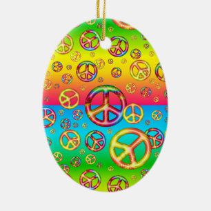Crazy Kids Colors-PEACE OUT-Oval Ornament
