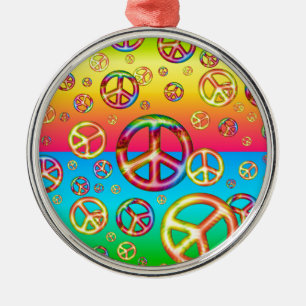 Crazy Kids Colors-PEACE OUT-Round Ornament Aus Metall