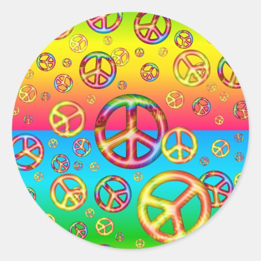 Crazy Kids Colors-Peace Out-Round Stickers (Vorderseite)