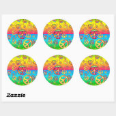 Crazy Kids Colors-Peace Out-Round Stickers (Blatt)