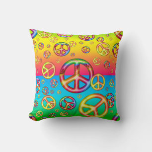 Crazy Kids Colors PEACE OUT-Square Throw Kissen