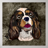 Crazy King Charles Cavalier handgemalt Poster (Vorne)
