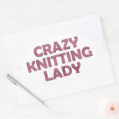 Crazy Knitting Lady Ovaler Aufkleber (Umschlag)