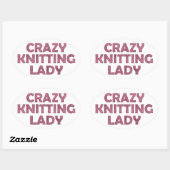 Crazy Knitting Lady Ovaler Aufkleber (Blatt)