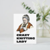 Crazy Knitting Lady Postkarte (Stehend Vorderseite)
