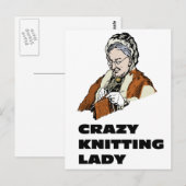 Crazy Knitting Lady Postkarte (Vorne/Hinten)