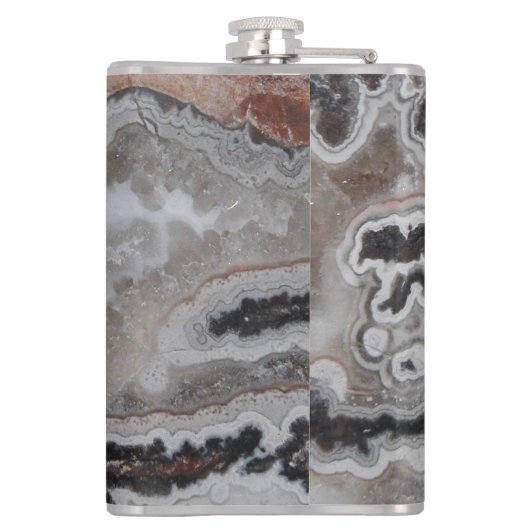Crazy Lace Agate Gemstone Foto Flask Flachmann (Rückseite)