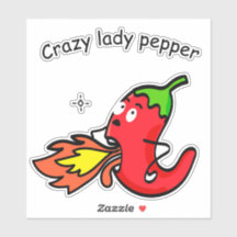 Crazy Lady Pepper Funny Red Chili Hot Vegetables