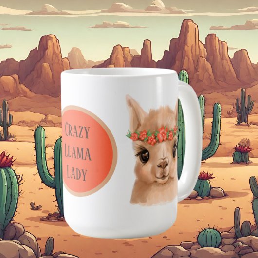 Crazy Lama Ladame fügt Text hinzu Kaffeetasse