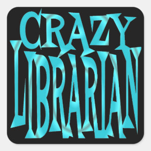 Crazy Librarian in Aquamarin Quadratischer Aufkleber