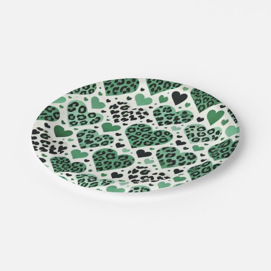 Crazy Liebe (grün) Pappteller (Schrägansicht)