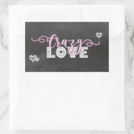Crazy Liebe Hearts Chalkboard Rechteckiger Aufkleber (Tasche)