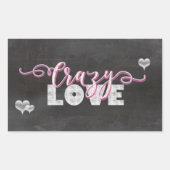 Crazy Liebe Hearts Chalkboard Rechteckiger Aufkleber (Vorderseite)