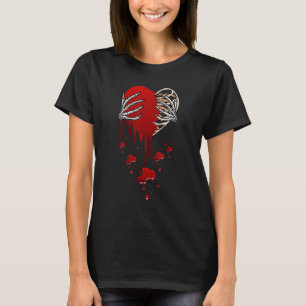 Crazy Liebe Hurt Broken Heart Pain Skeleton Bloody T-Shirt