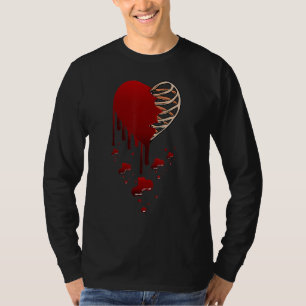 Crazy Liebe Hurt Broken Heart Pain Skeleton Bloody T-Shirt