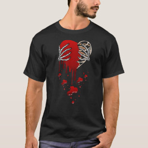 Crazy Liebe Hurt Broken Heart Pain Skeleton Bloody T-Shirt