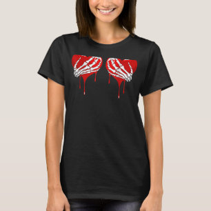 Crazy Liebe Hurt Broken Heart Pain Skeleton Bloody T-Shirt