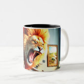Crazy Lion Zweifarbige Tasse (VorderseiteRechts)
